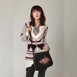 Free People Treasure Days Geometric Alpaca Wool Sweater Sz XS